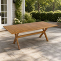 60"-76" Acacia Wood Outdoor Dining Table  with Extension, Telescopic Table Ideal for Patio