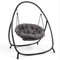 Hanging Egg Chair with Stand, Swing Chair with Dary Gray Cushion-Outdoor Hammock Chair for Balcony, Garden, Patio