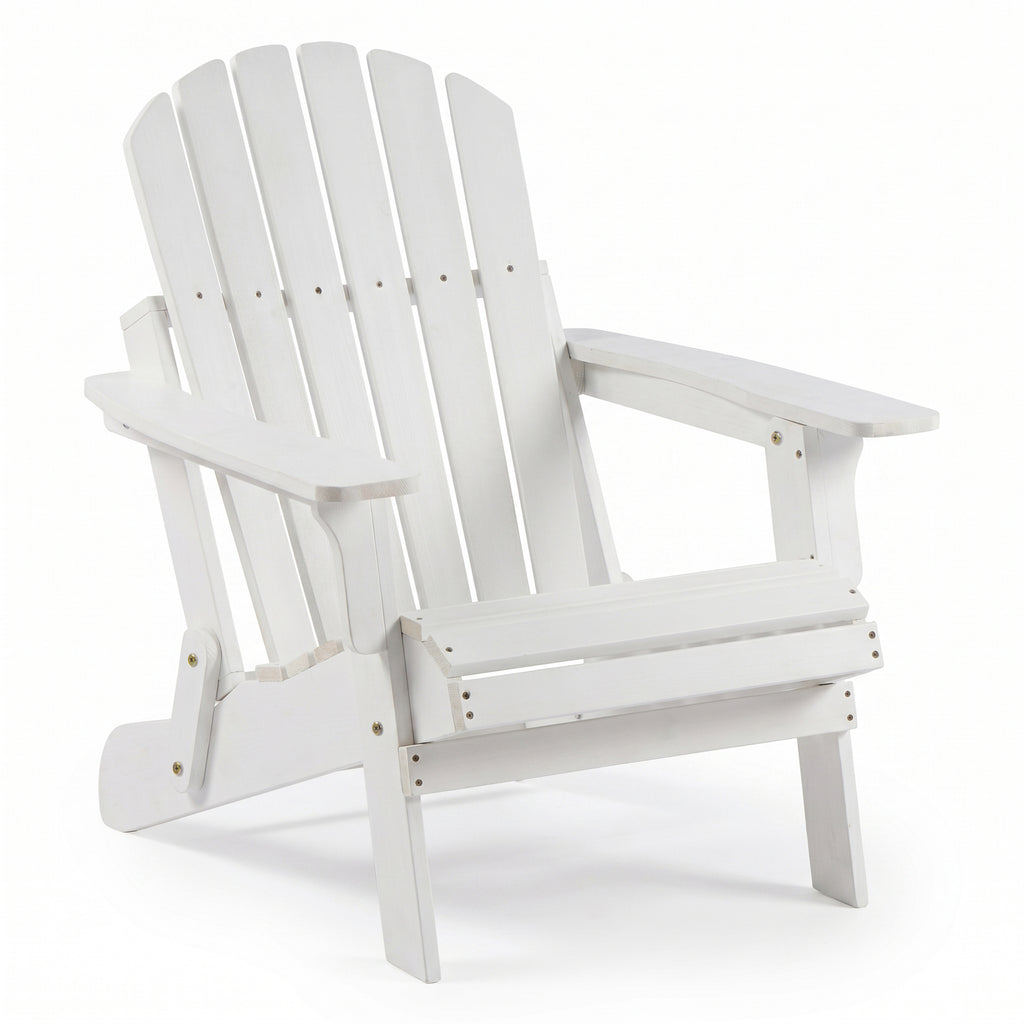 Oversize Wooden Outdoor Folding Adirondack Chair with Pre-Assembled BackRest & SeatBoard