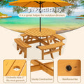 6-Person Circular Outdoor Wooden Picnic Table for Patio, Backyard, Garden, DIY w/ 3 Built-in Benches