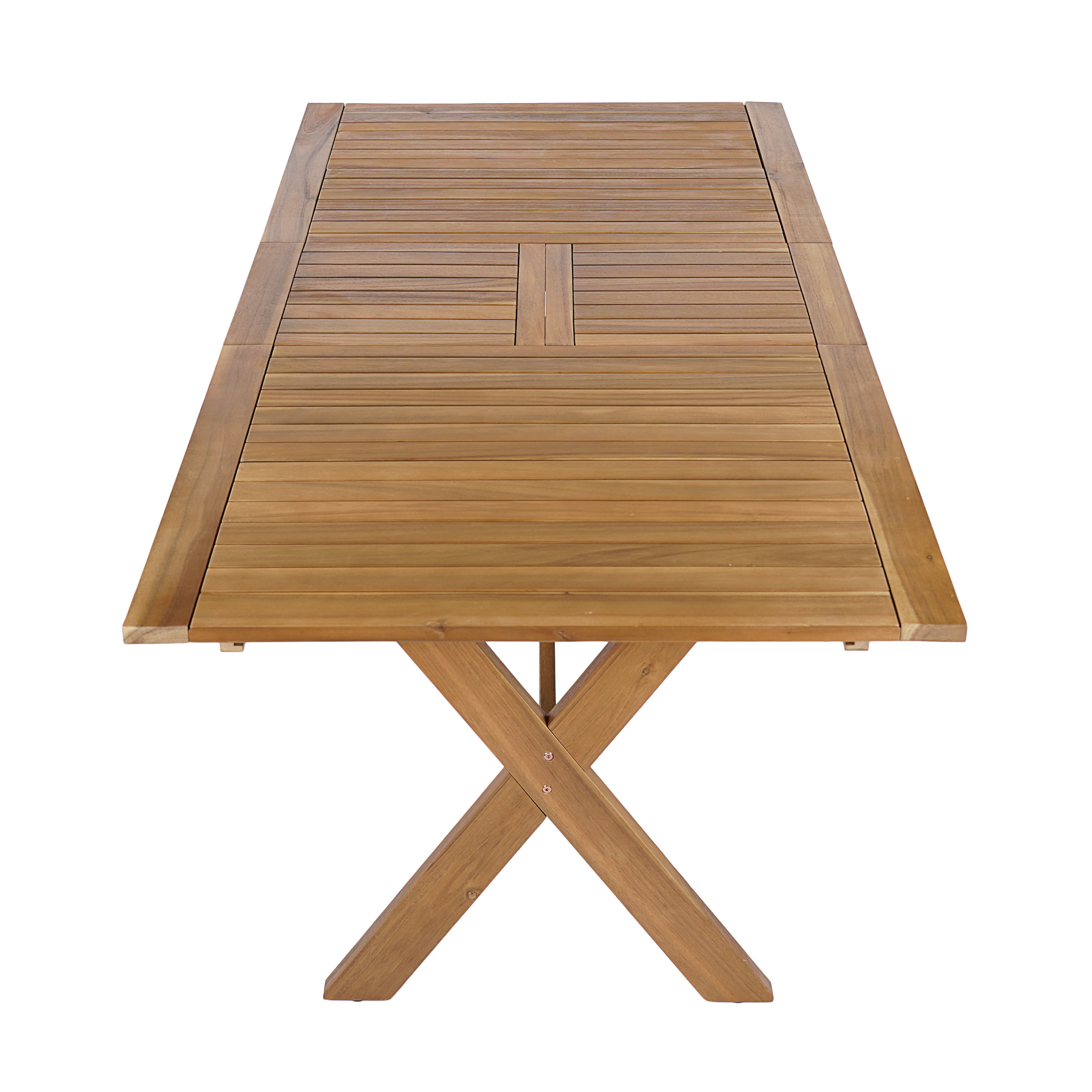 60"-76" Acacia Wood Outdoor Dining Table  with Extension, Telescopic Table Ideal for Patio