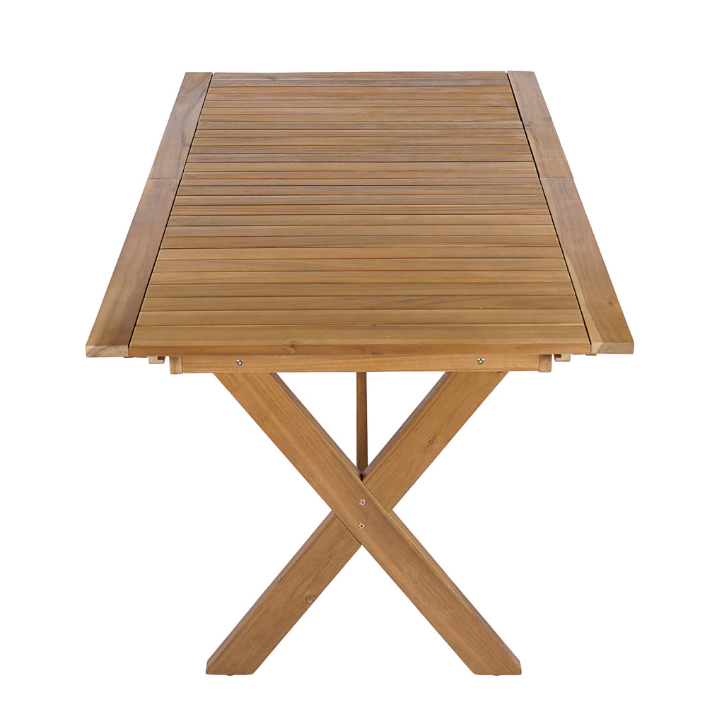 60"-76" Acacia Wood Outdoor Dining Table  with Extension, Telescopic Table Ideal for Patio