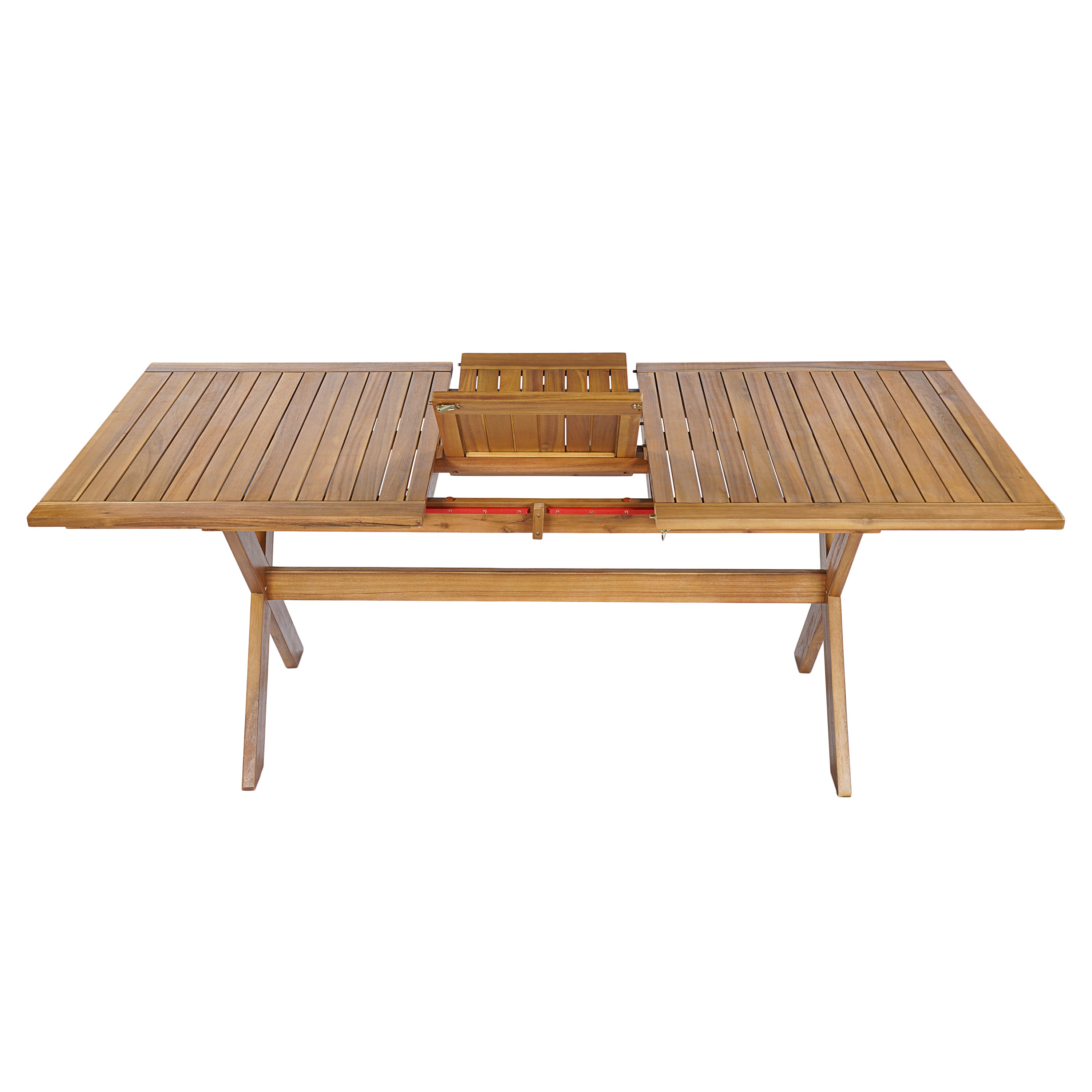 60"-76" Acacia Wood Outdoor Dining Table  with Extension, Telescopic Table Ideal for Patio