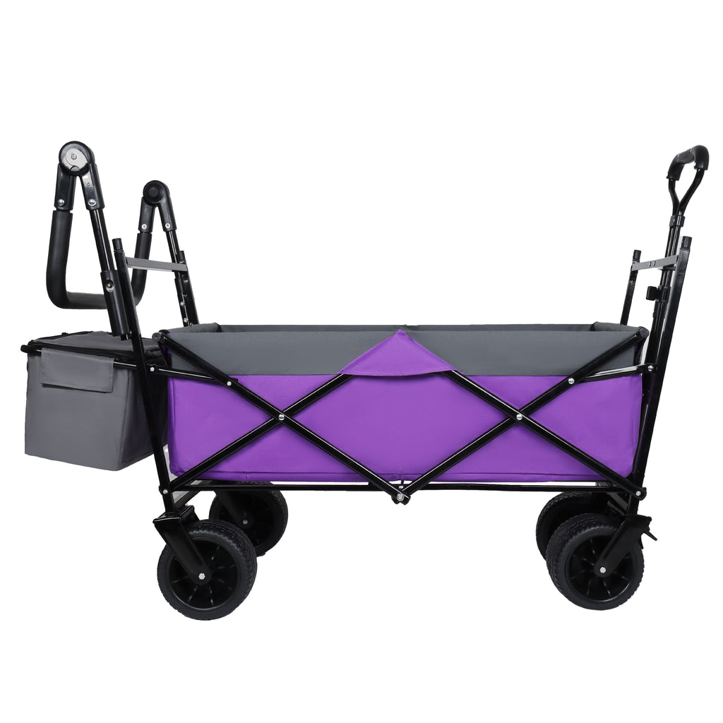 480Lbs Collapsible Wagon with Canopy, Wagon cart with 7" All-Terrain Wheels