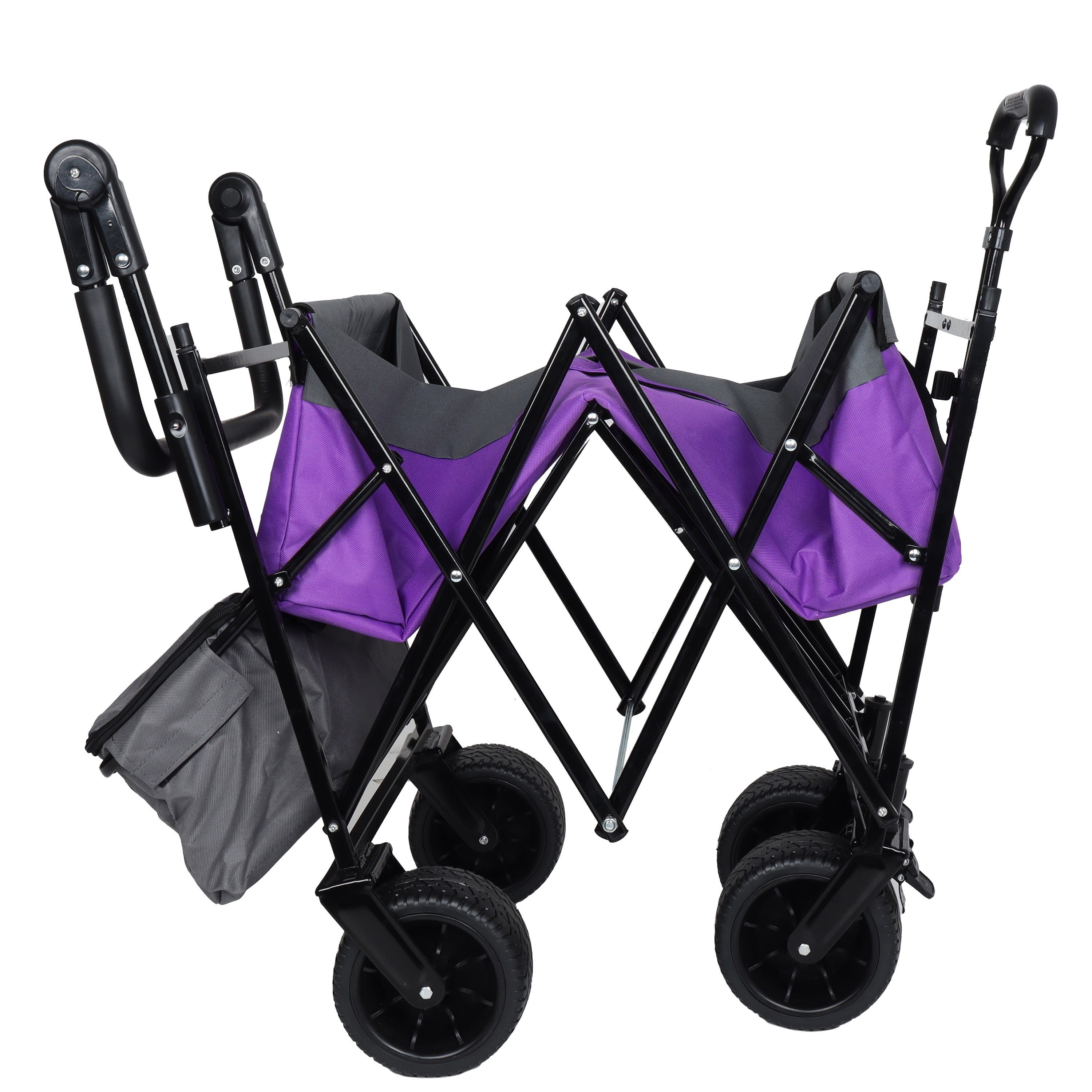 480Lbs Collapsible Wagon with Canopy, Wagon cart with 7" All-Terrain Wheels