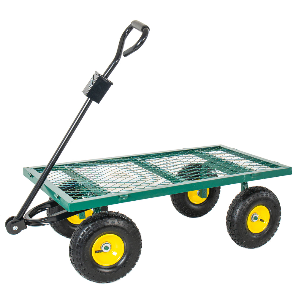 6.17 cu. ft. Green Metal Garden Cart with Removable Liner,Side Panels,Mesh Tray,3-in-1 Outdoor Wagon Cart